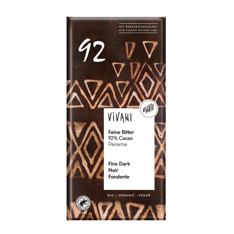 Chocolate BIO negro 92% panamá con azúcar de coco 80gr - vivani