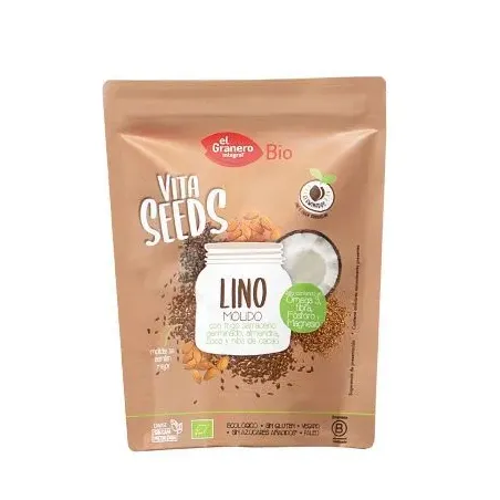 vitaseeds lino molido con trigo sarraceno almendras coco y nibs cacao bio 200 g