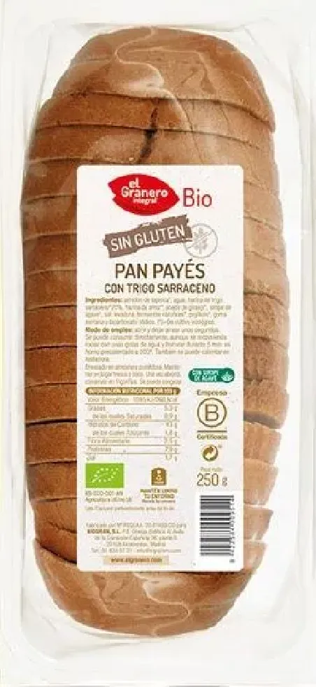 pan payes con trigo sarraceno sin gluten bio 250 g