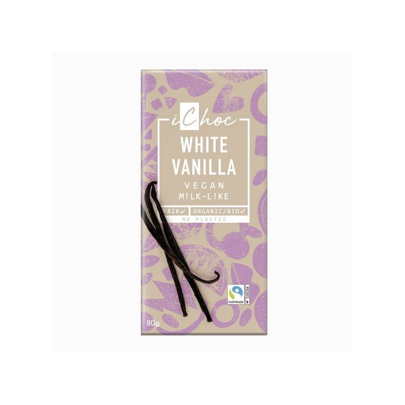 Chocolate blanco vegano BIO con vainilla bourbon 80g - ichoc