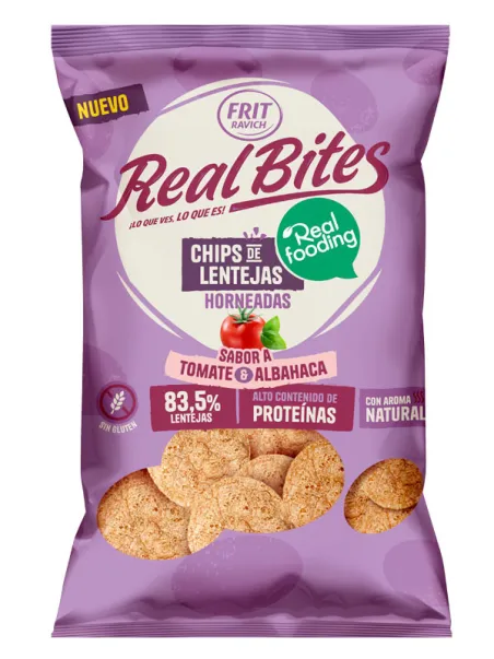 Chips lenteja tomate albahaca Realfooding 80 g