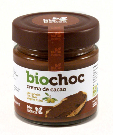 Biochoc crema de cacao BIO 200gr cristal con aceite de oliva virgen extra