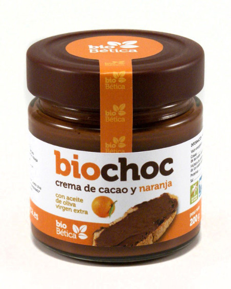 Biochoc crema de cacao naranja BIO 200gr cristal