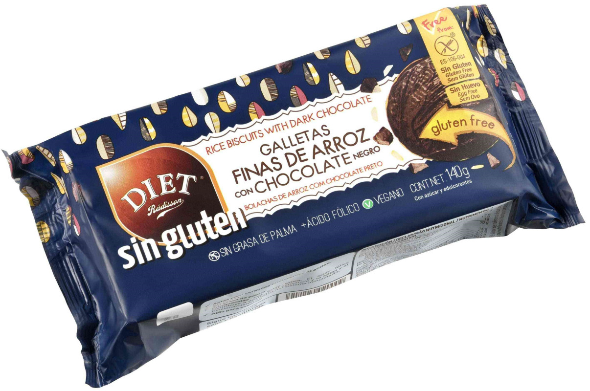 Galletas finas arroz chocolate  s gluten 135 gr