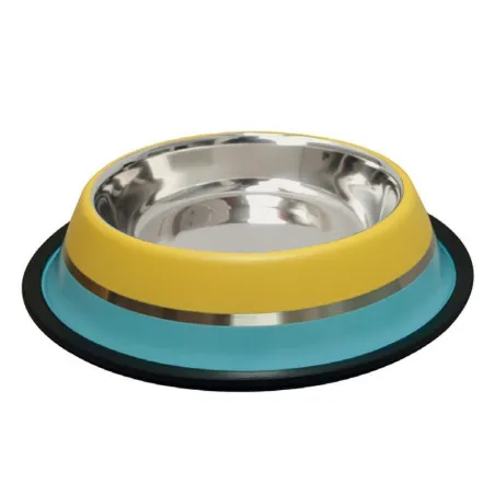 Comedero inox. antid-1 amarillo/azul