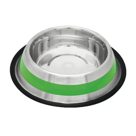 Comedero inox. antid-3 franja verde