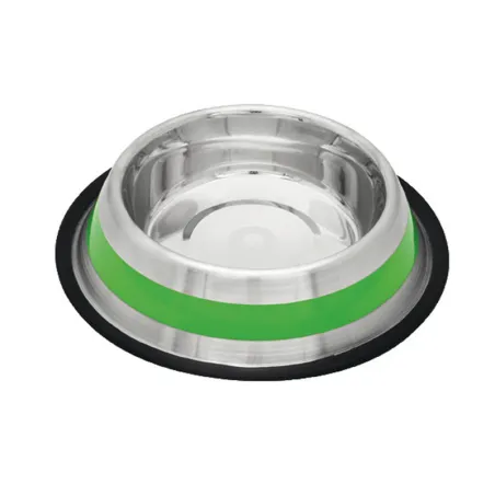 Comedero inox. antid-4 franja verde