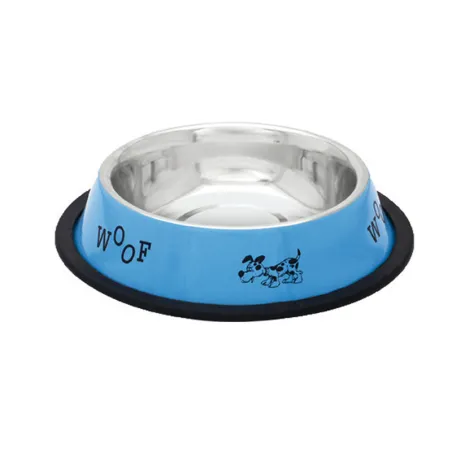 Comedero inox. antid-5 azul perros