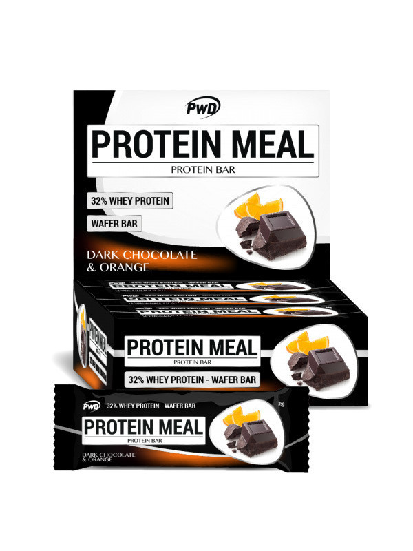 Barrita chocolate negro y naranja protein meal 35gr sin azucar añadido x 12 uds