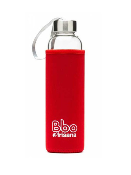 Botella bbo roja borosilicato con neopreno 550 ml.  irisana