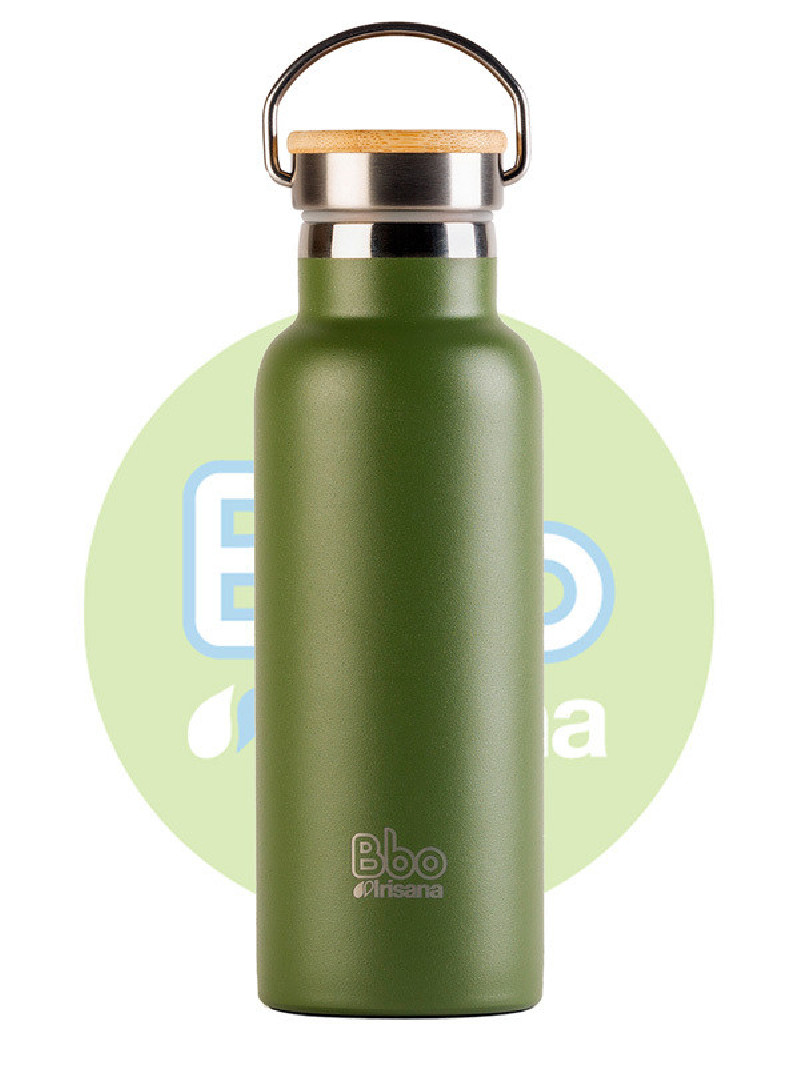 Botella bbo termo con tapon bambu 500ml verde