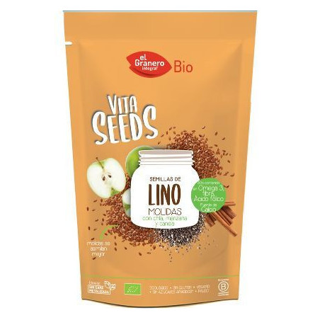 Vitaseeds semillas de lino Chía canela y manzana BIO 200 g