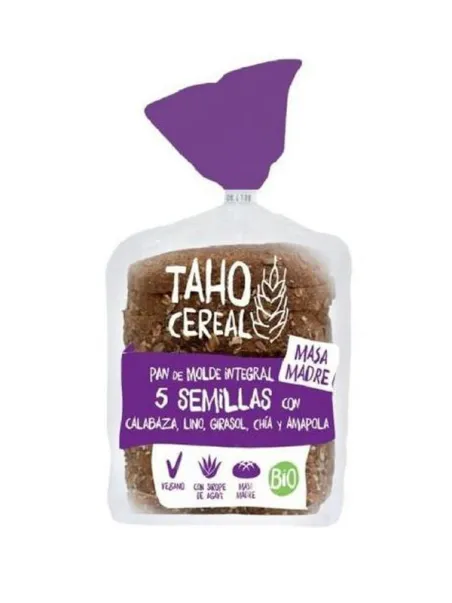 Pan de molde integral 5 semillas con masa madre bio, 400 g taho