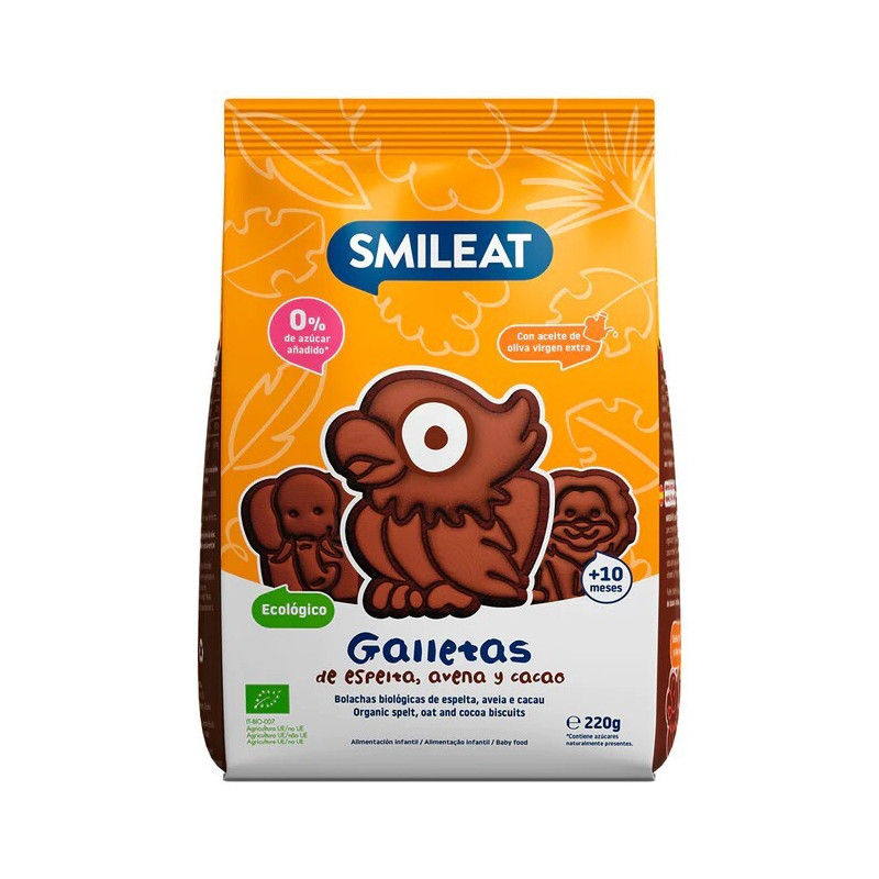 Galletas infantiles de avena, espelta y cacao BIO 220g Smileat