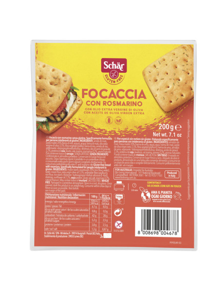 Focaccia al rosmarino 200g Schär