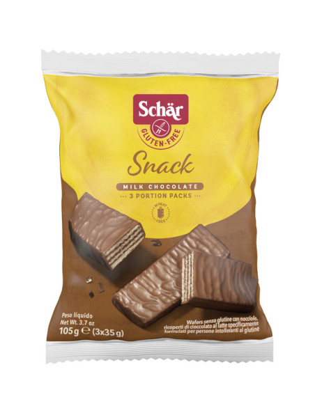 Barquillos recubiertos de chocolate con leche snack 105g Schär