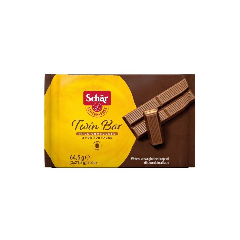 Barritas barquillos recubiertas de chocolate twin bar 64,5g Schär